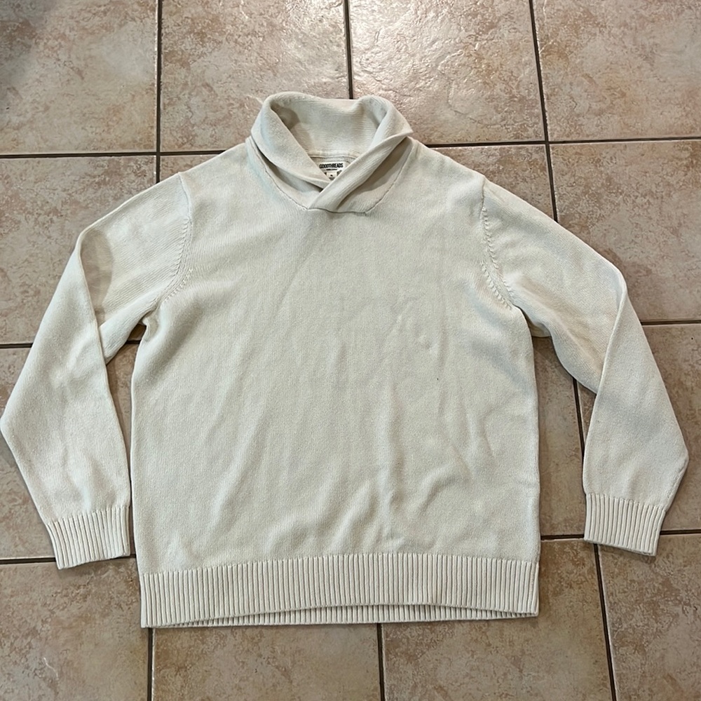 Goodthreads‎ Cotton Fold Over Collar Sweater Cream, Sz XL